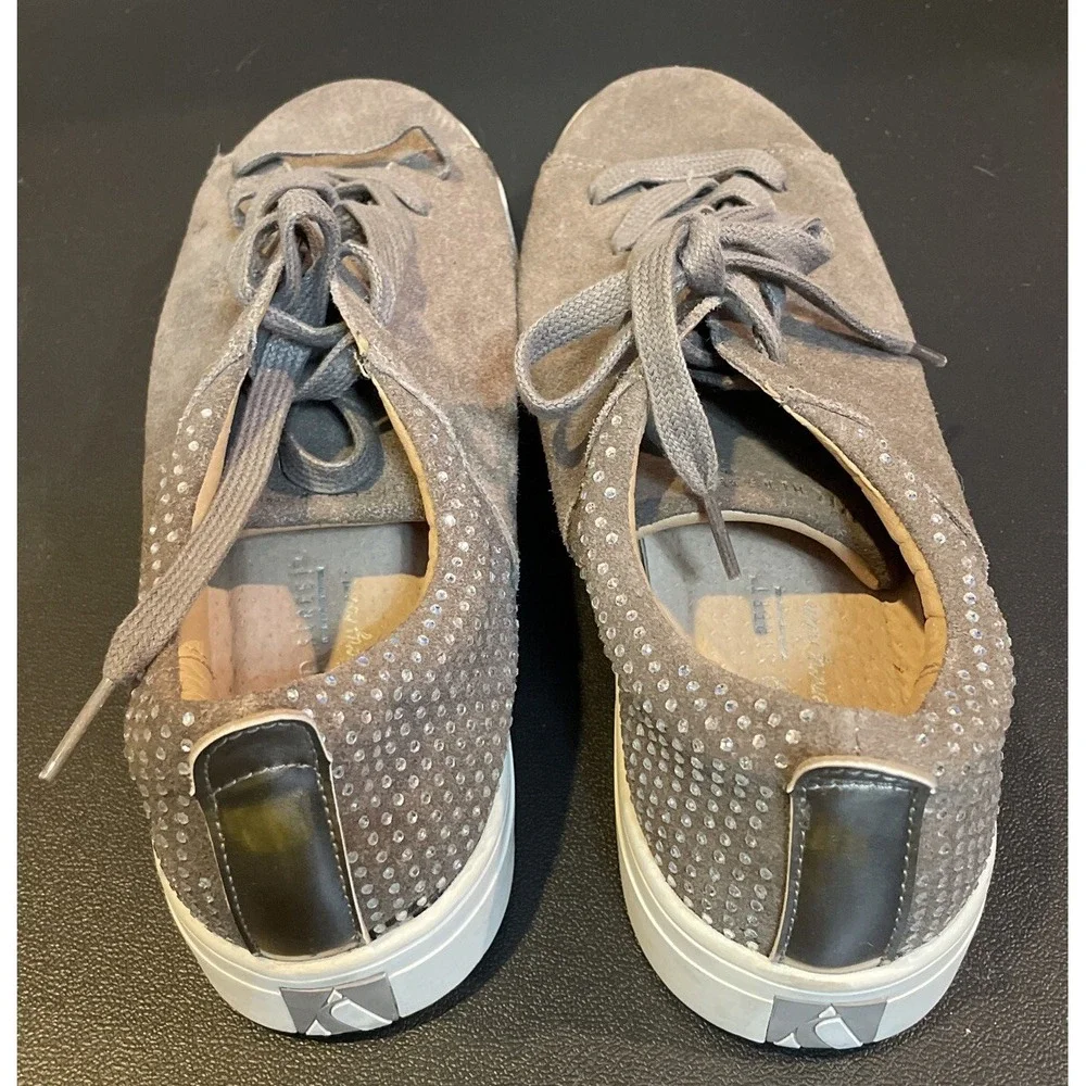 Skechers Womens‎ 8 Street Sneakers Taupe Suede Rhinestone Low Top Preppy Casual
